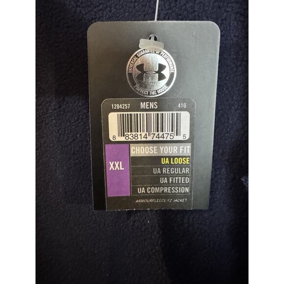 Under Armour Mens 2XL Navy Blue Loose Fit Full Zip Jacket Coldgear Performance - Picture 8 of 9